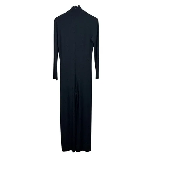 Norma Kamali Long Sleeve Turtleneck Jumpsuit Black Jersey Wide Leg Sz M / 38 - Picture 3 of 6